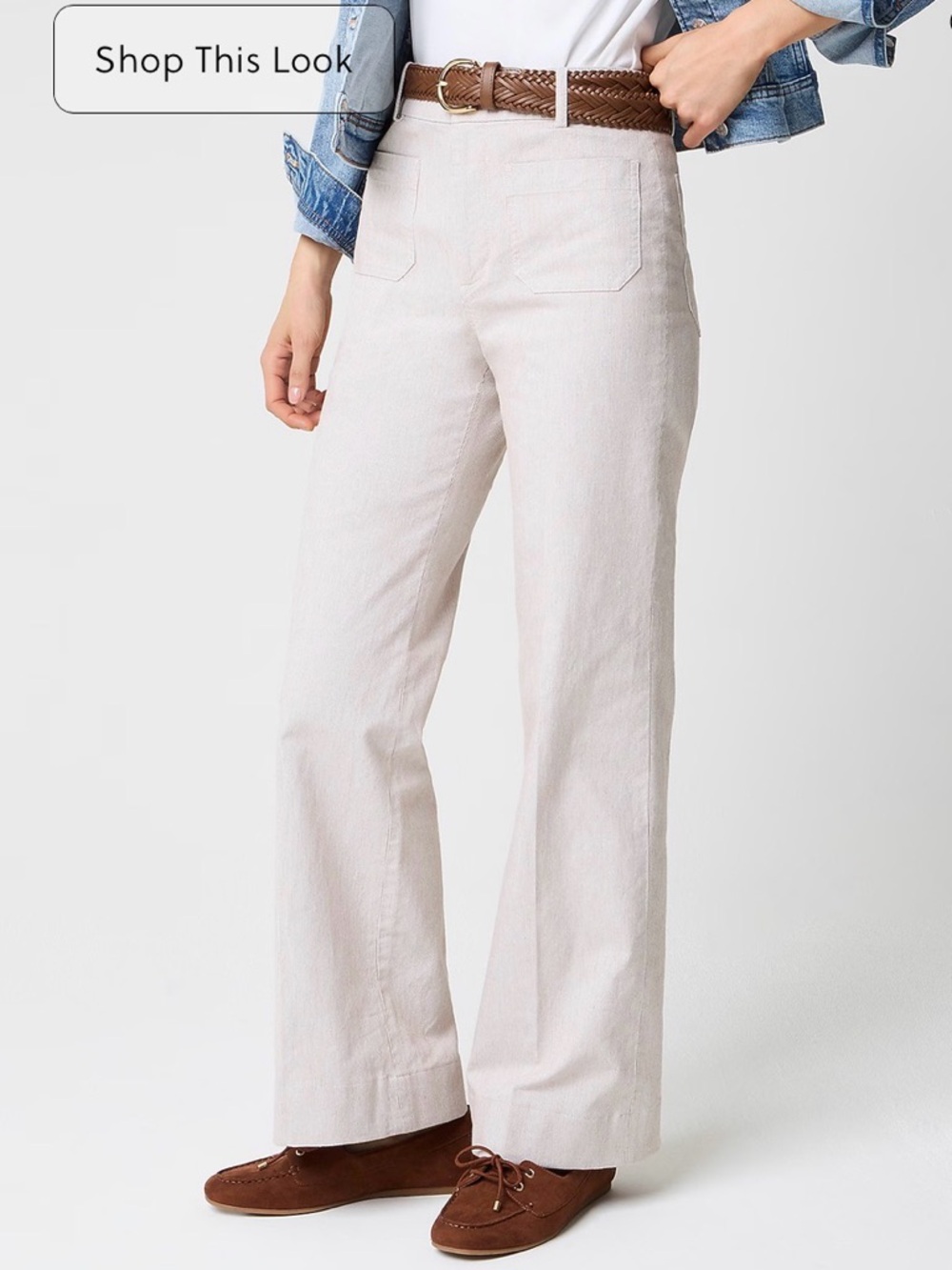 J. Crew Lizzie Wide Leg Pants in Light Beige Cream